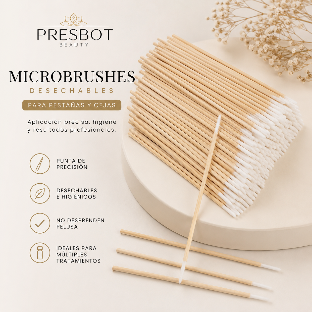 Microbrushes Desechables para Pestañas y Cejas